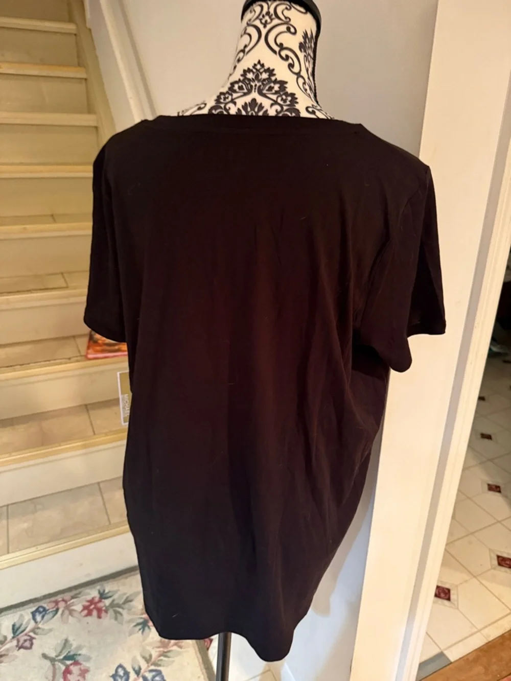 Michael Kors Black Tee with Gold Studded MK Logo